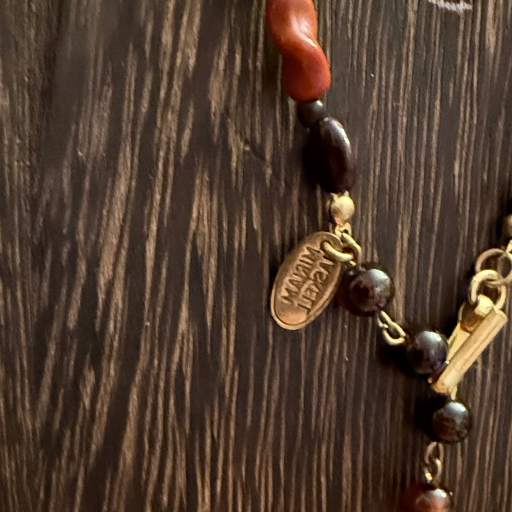 MIRIAM HASKELL Brown and Orange Beaded CHOKER - Picture 8 of 11